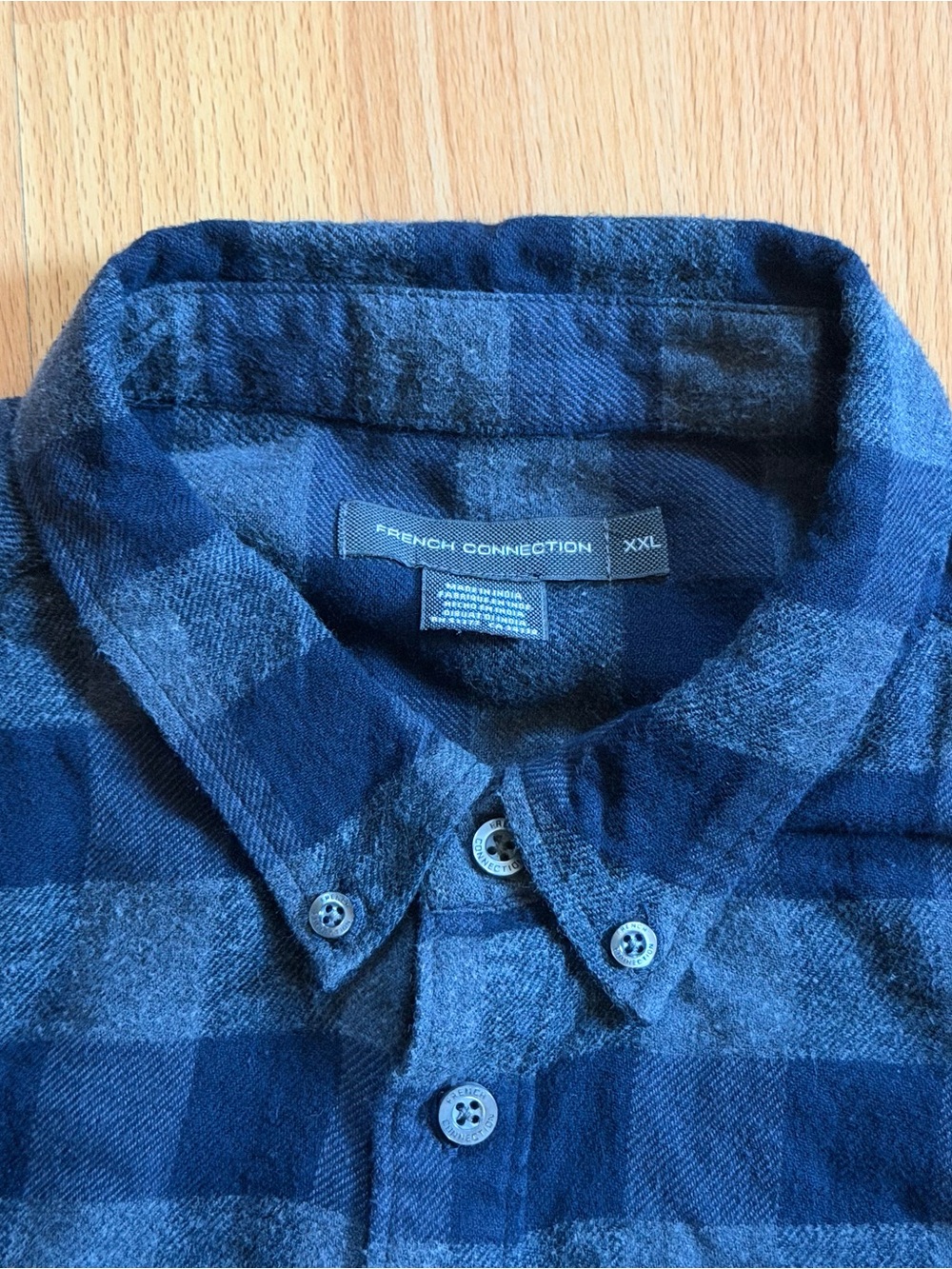 French Connection Men's Black Plaid Button-Down Shirt